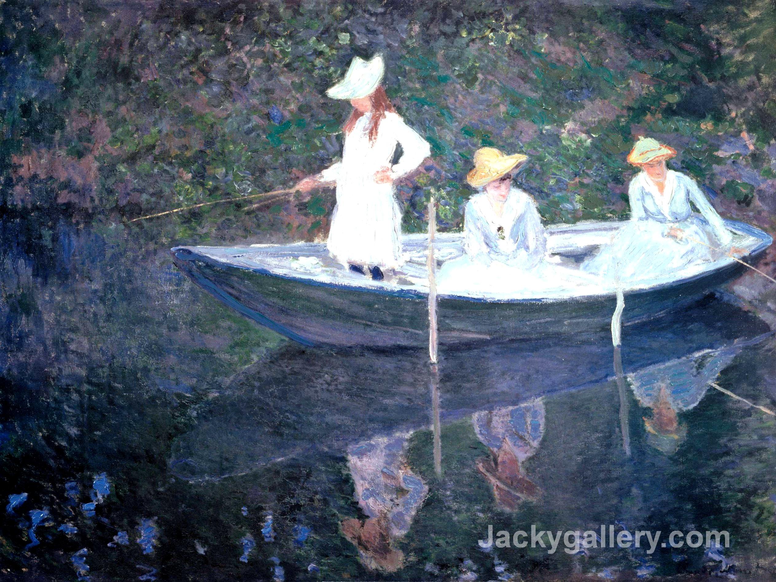 In the Norvegienne Boat at Giverny by Claude Monet paintings reproduction